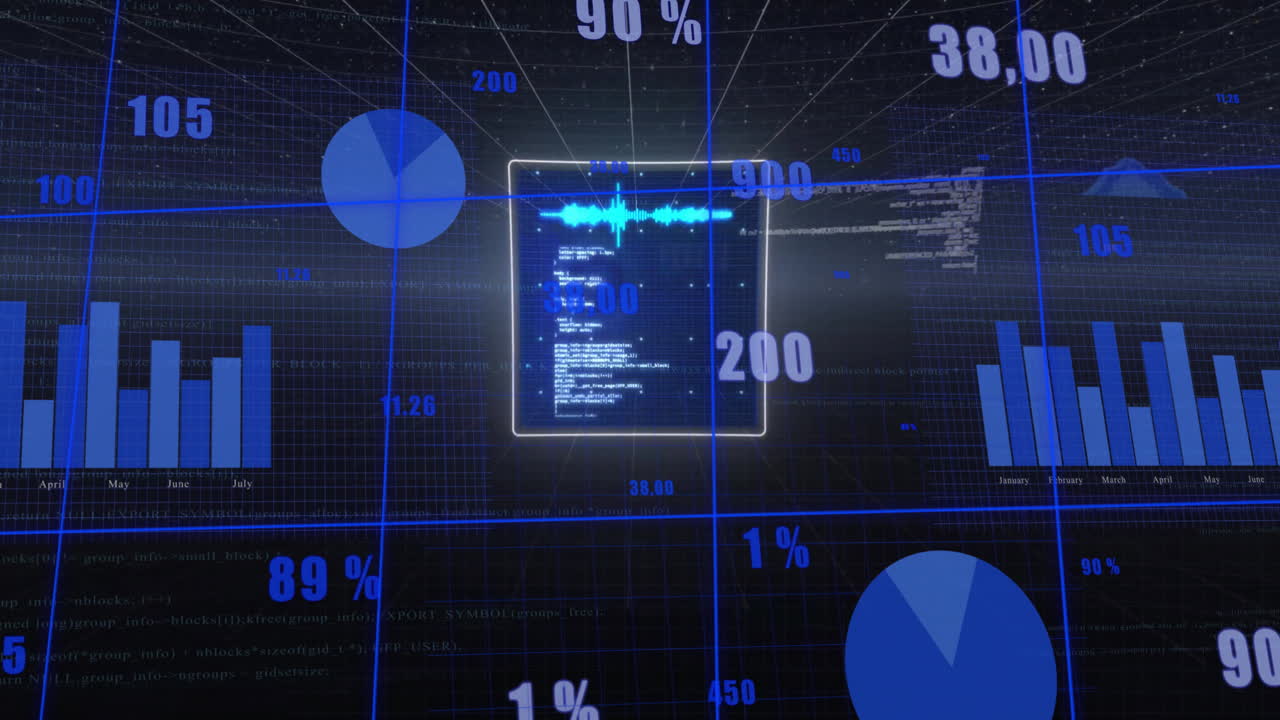 검은색 배경에 데이터 처리의 애니메이션