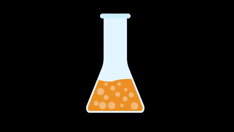 Labor-Reagenzglaskolben-Mit-Farbigem-Flüssigkeitssymbol,-Schleifenanimation-Mit-Alphakanal
