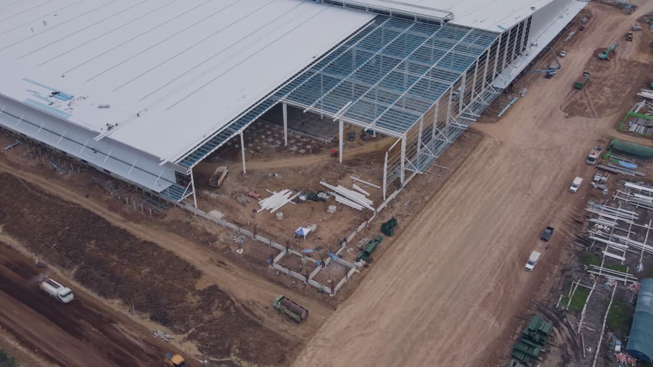 vista aérea del sitio de construcción hiperlapso