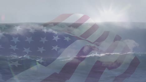 Digital-composition-of-waving-us-flag-against-waves-in-the-sea