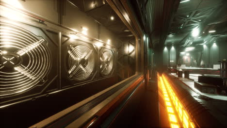 realistic futuristic sci-fi spaceship corridor