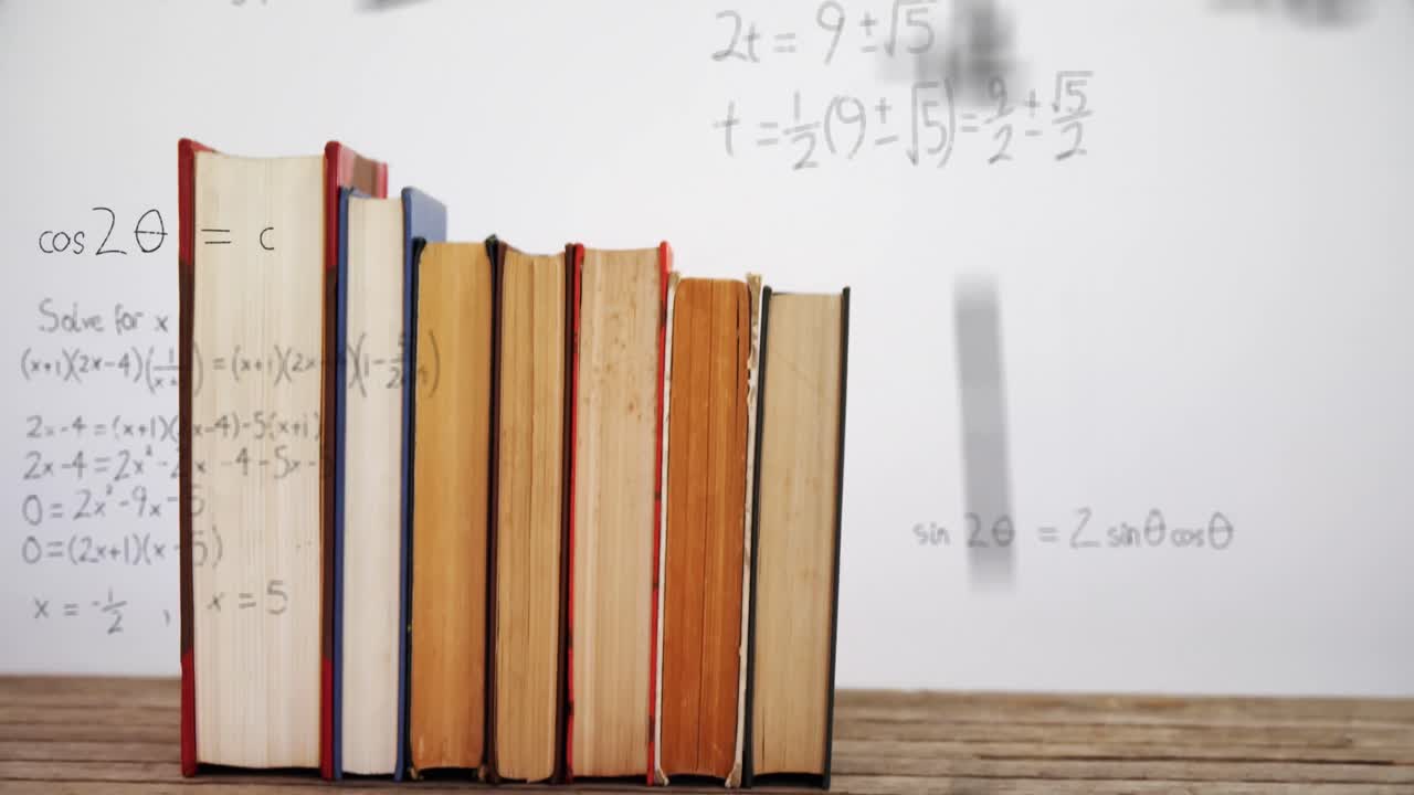Animation of books over mathematical equations and formulae