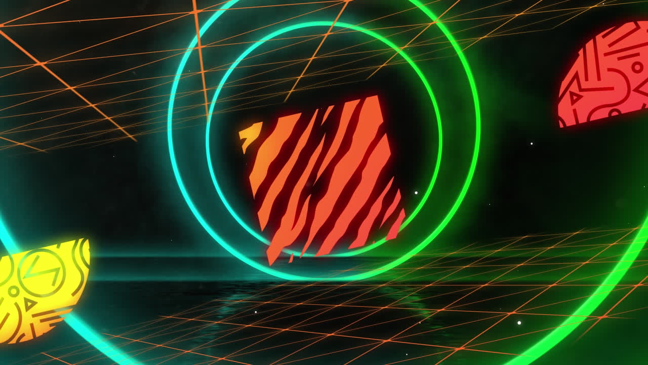 Animace abstraktních neonových tvarů a zpracování dat