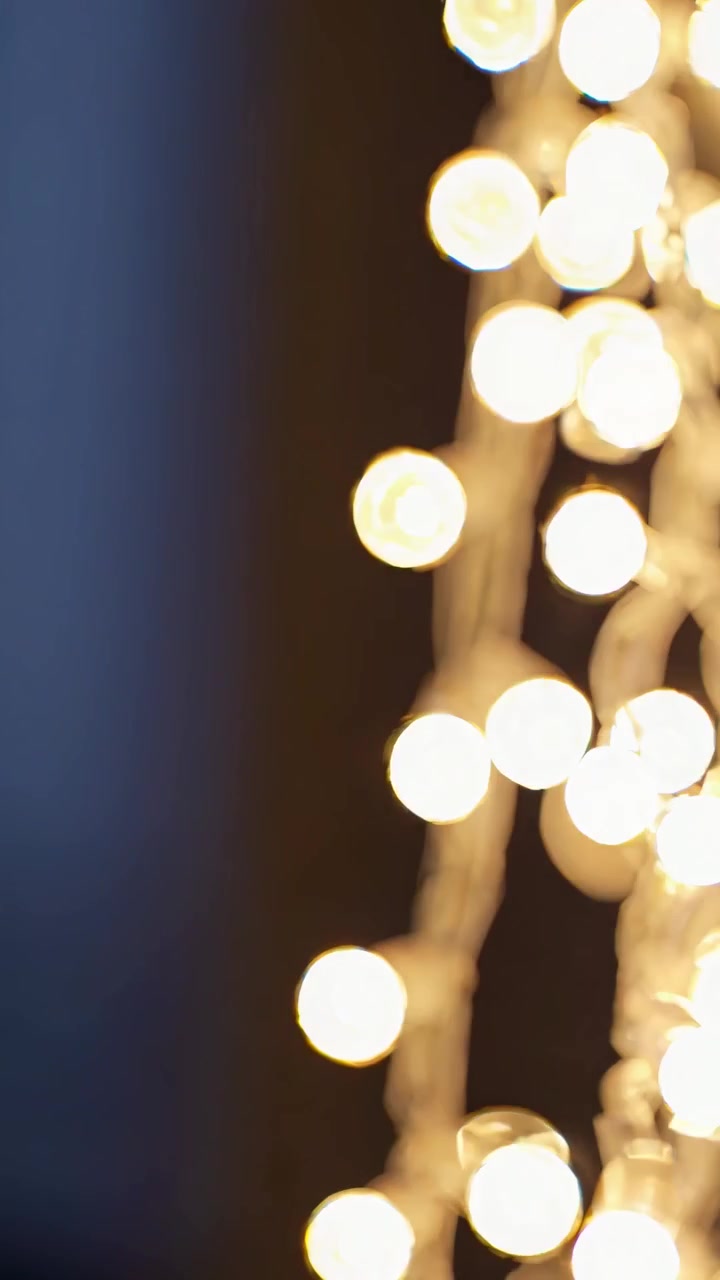 Glowing Warm White Fairy Lights Hanging in Dark Room