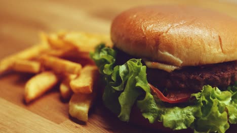 tasty burger with meat and salad