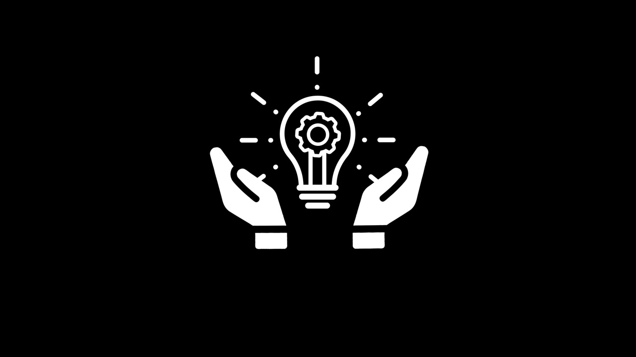 Animazione di protezione dell'idea imprenditoriale e presentazione legale isolata su sfondo nero