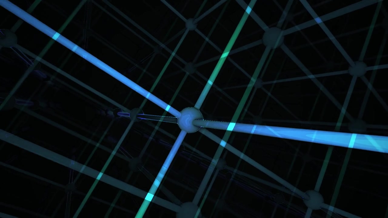 Dynamic Abstract Grid Network with Glowing Blue-Green Lines