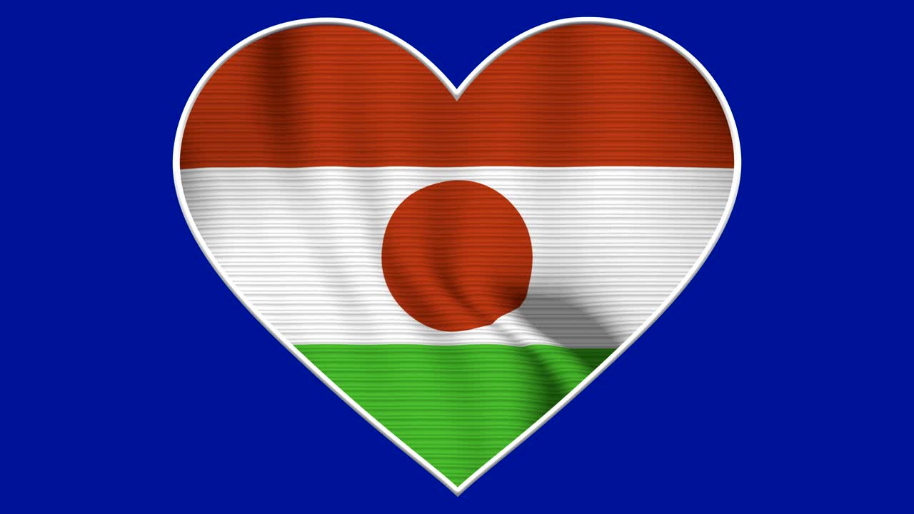 Loop Bandiera Cuore Amore Niger - Bandiera realistica in 4K che sventola al vento