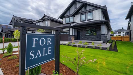 house for sale with a sign in the front yard