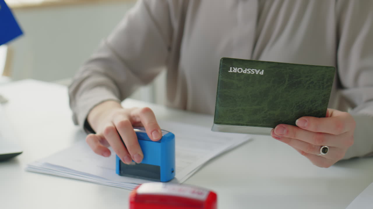 Visa Officer Working with Documents in EU Embassy