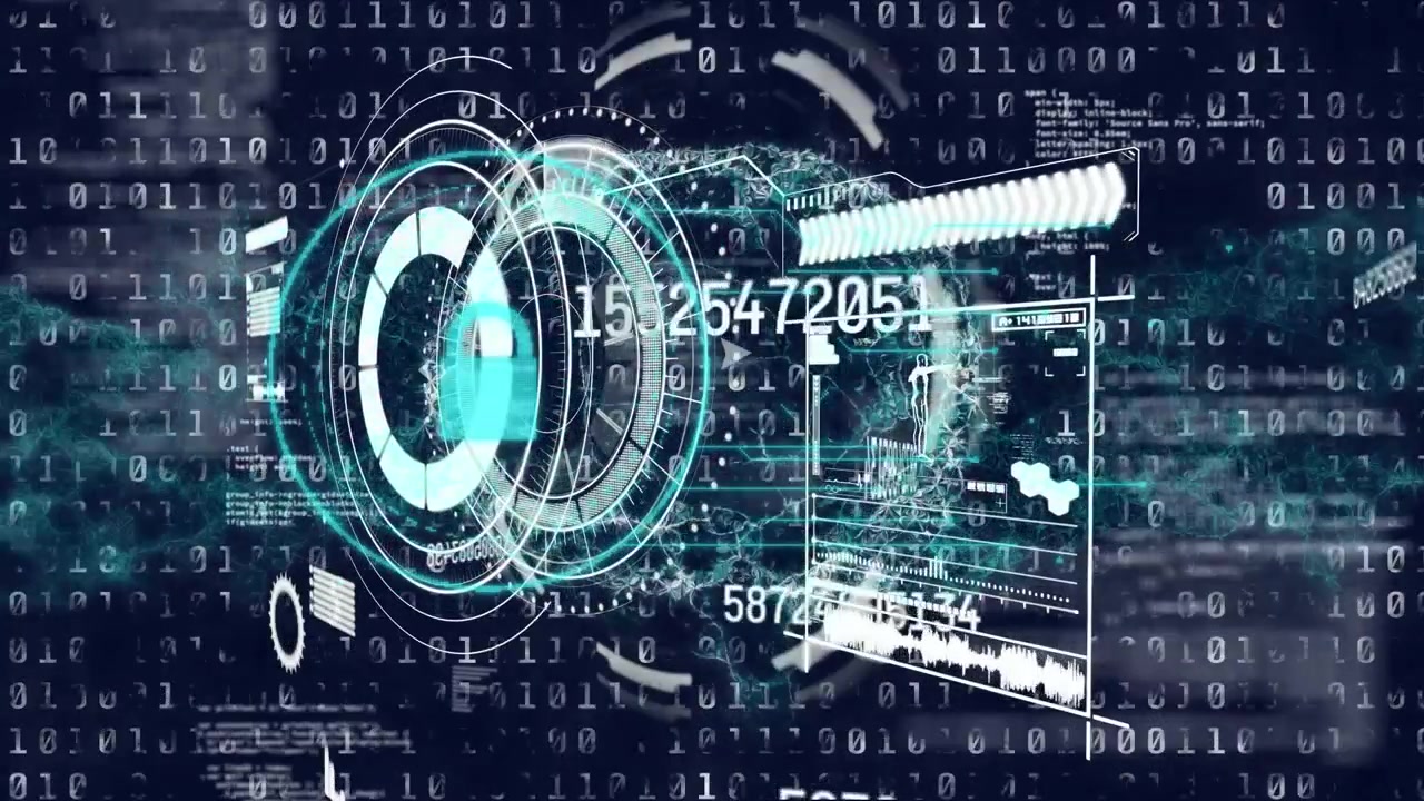 Animation of data processing over blue background