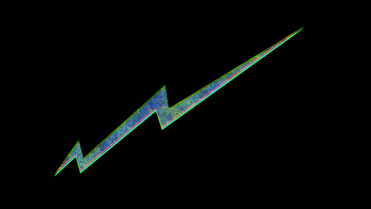Animated Glitch Effect Lightning Bolt on Black Background