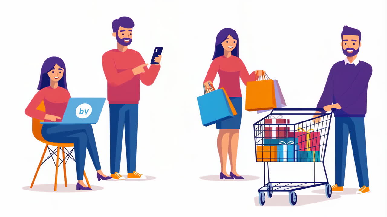People Shopping Illustration