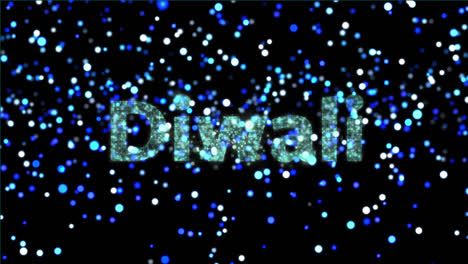 animation of diwali text, glowing stars and fireworks