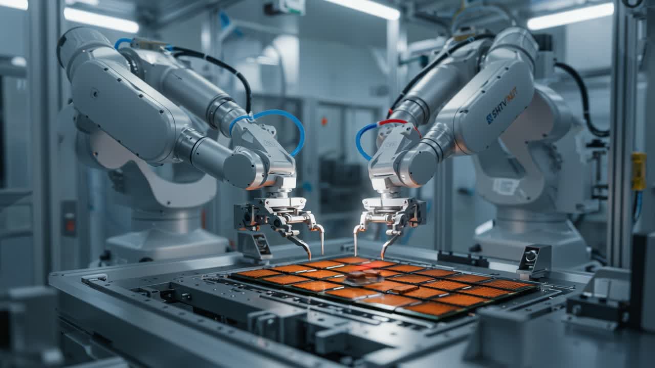 Advanced Robotics in Action: Automated Manipulation of Precision Microchips in a High-Tech Manufacturing Facility