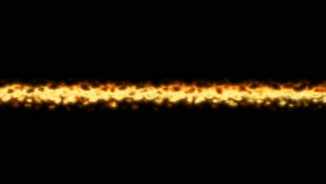 Animation of bright and glowy horizontal stream of fire moving from left to right