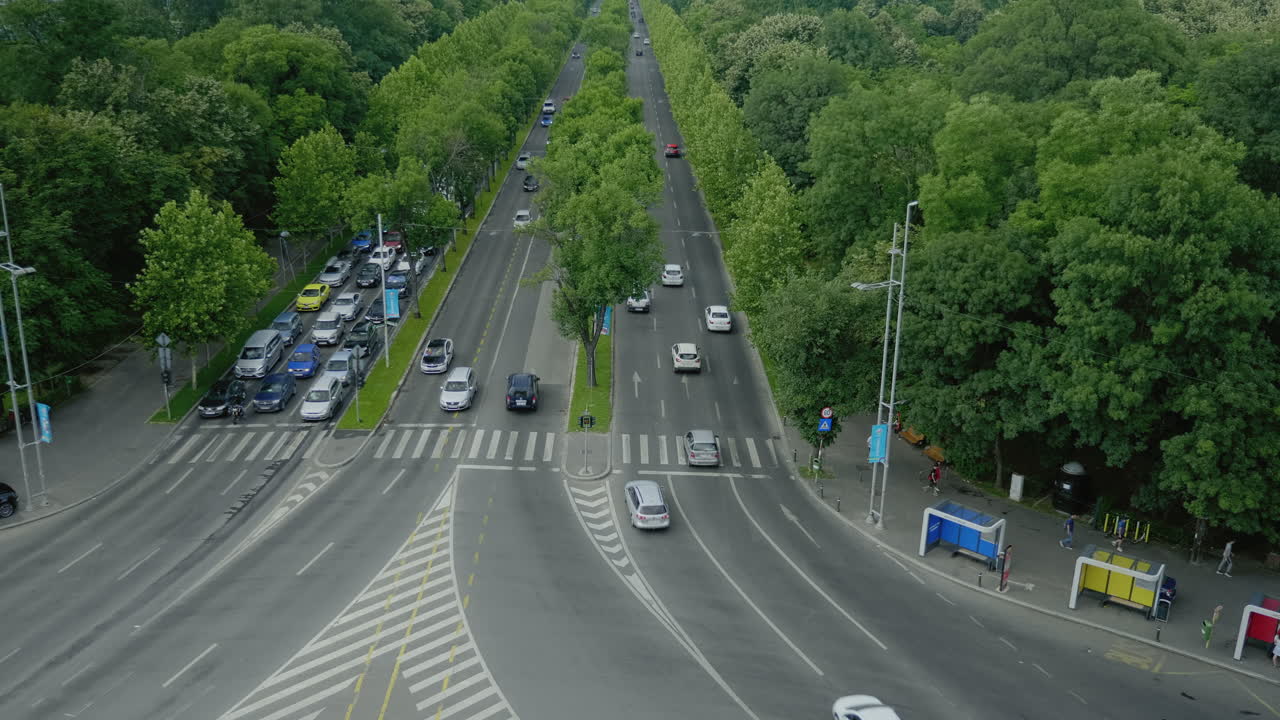 Sky tower overhead view of metropolitan boulevard