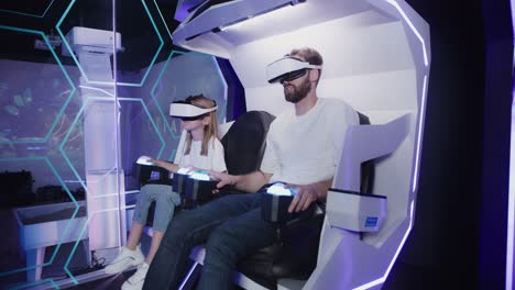 father and daughter enjoying virtual reality experience