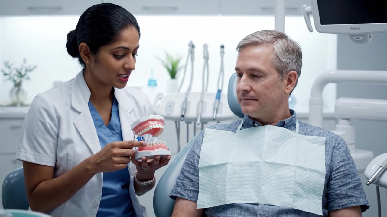 A Dentist Explains Oral Hygiene Using a Model to a Patient: A Step Toward Better Dental Health in a Modern Dental Office Environment