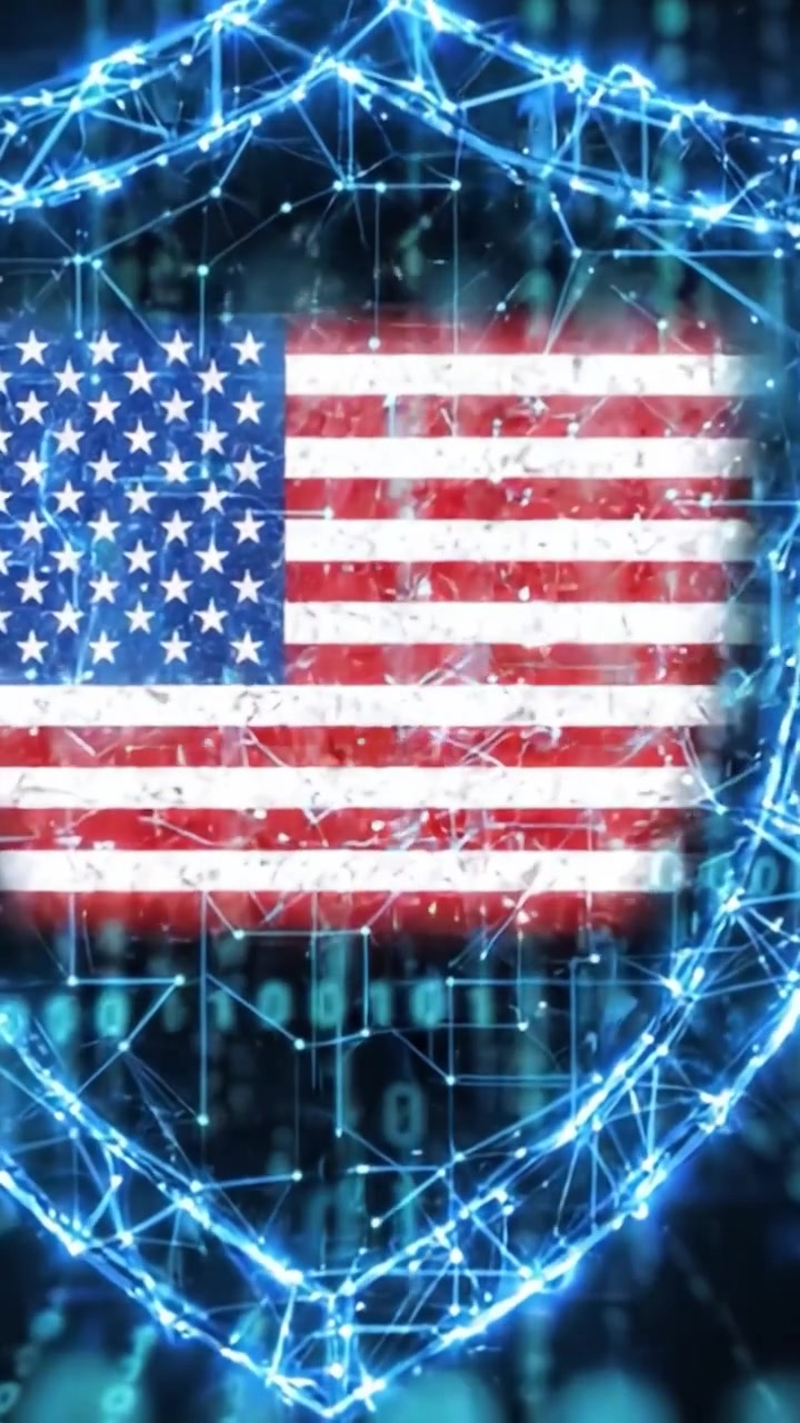 A compelling visual journey illustrating the evolution from binary data streams to a digital emblem of national security, merging technology with symbolic representation.