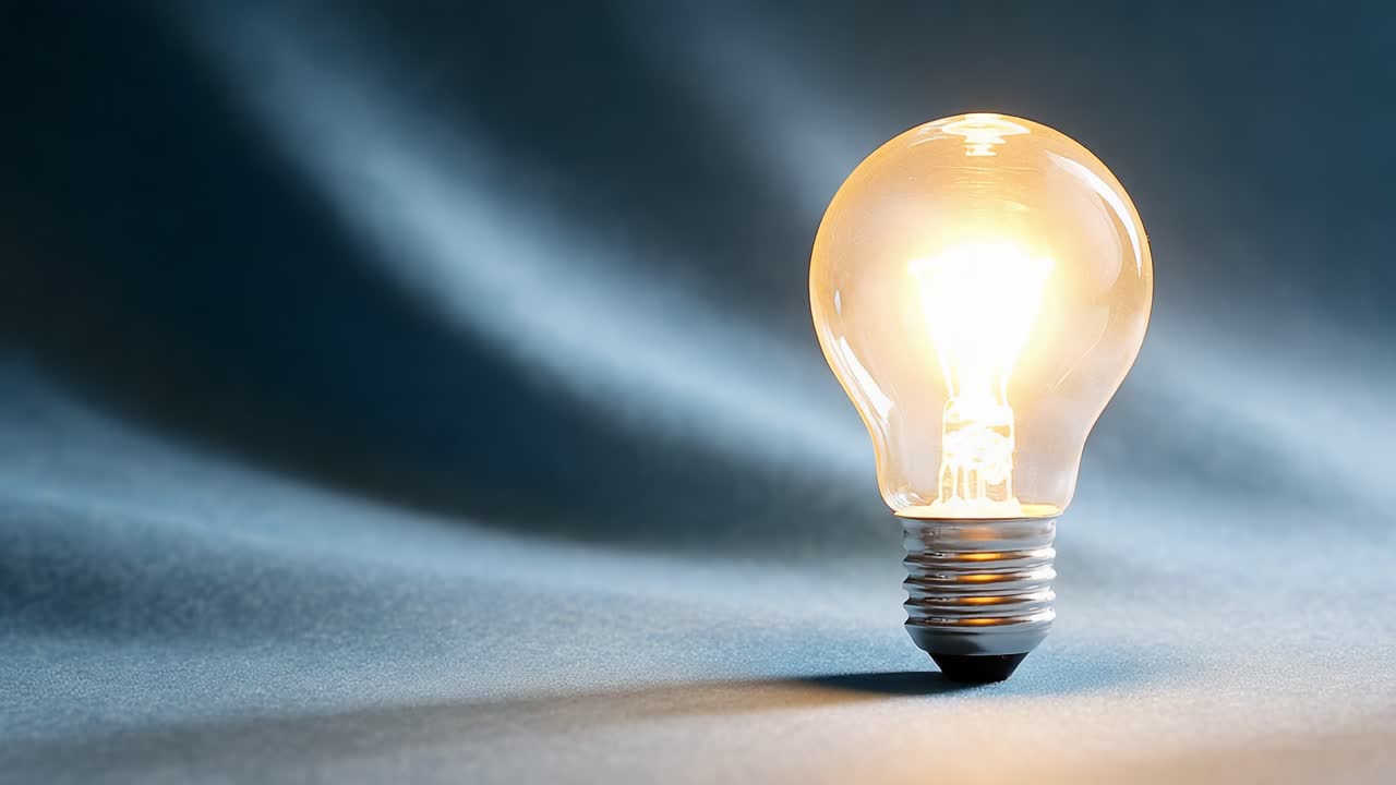 A Captivating Display of Illumination: The Transition of a Light Bulb Illuminating a Softly Draped Surface in Two Frames