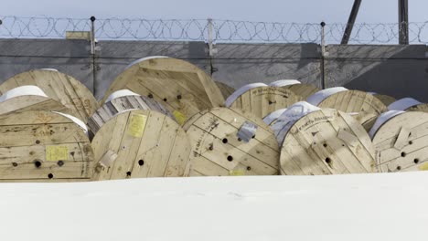 cable reels in the snow