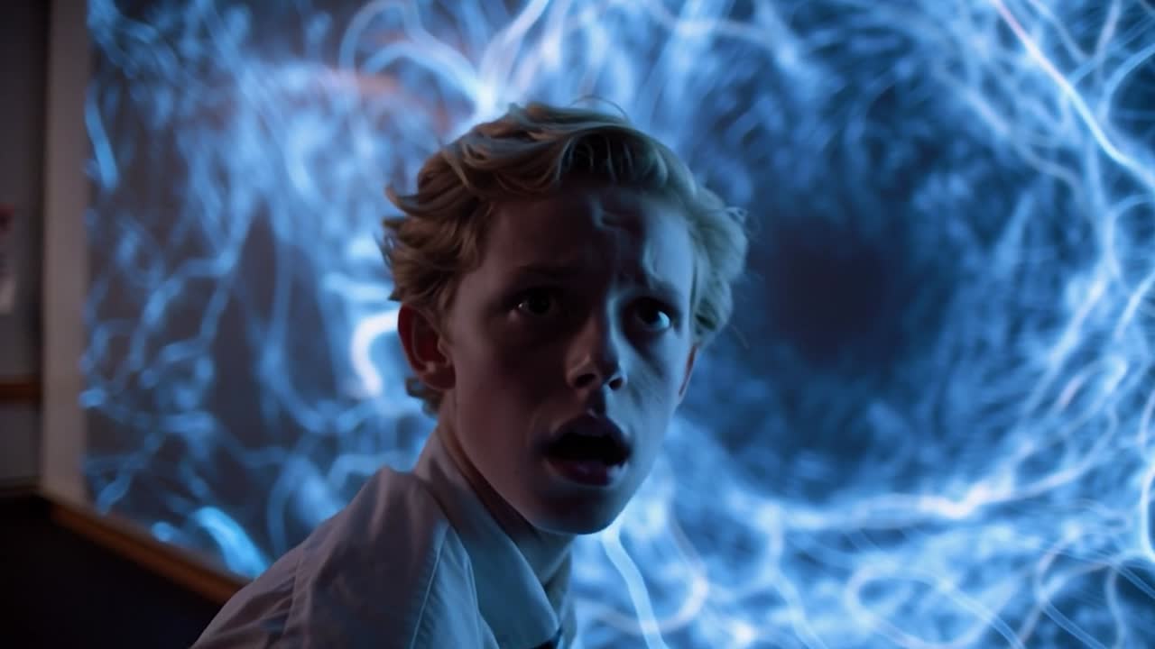 Ung student fokusert på digital energivisning i klasseromsmiljø