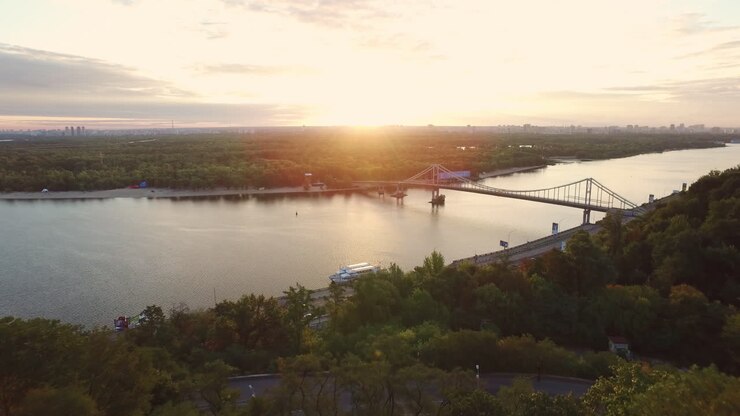 Aerial view of statue saint Prince Vladimir