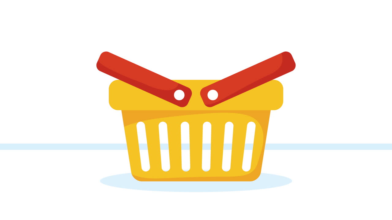 노란색 쇼핑 바구니 시장 애니메이션