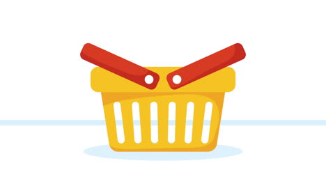 yellow shopping basket market animation