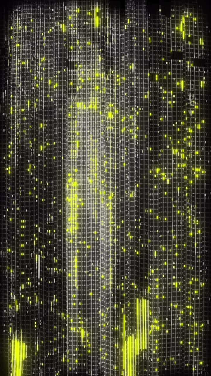 Dynamic Digital Glitch Effect with Neon Yellow Lines