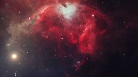 volando hacia las nebulosas cósmicas del universo infinito