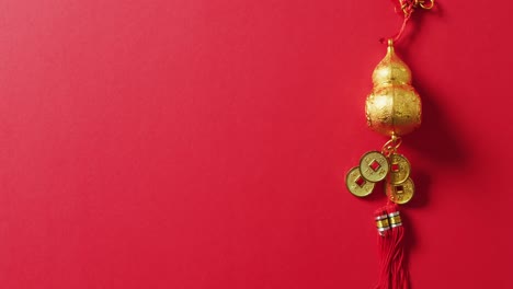 video de decoración china roja sobre fondo rojo