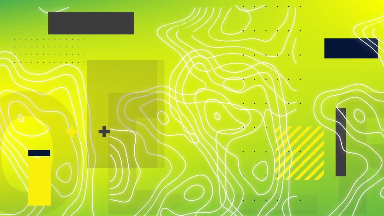 animación de rectángulos y isohipses en movimiento lento sobre un fondo verde lima