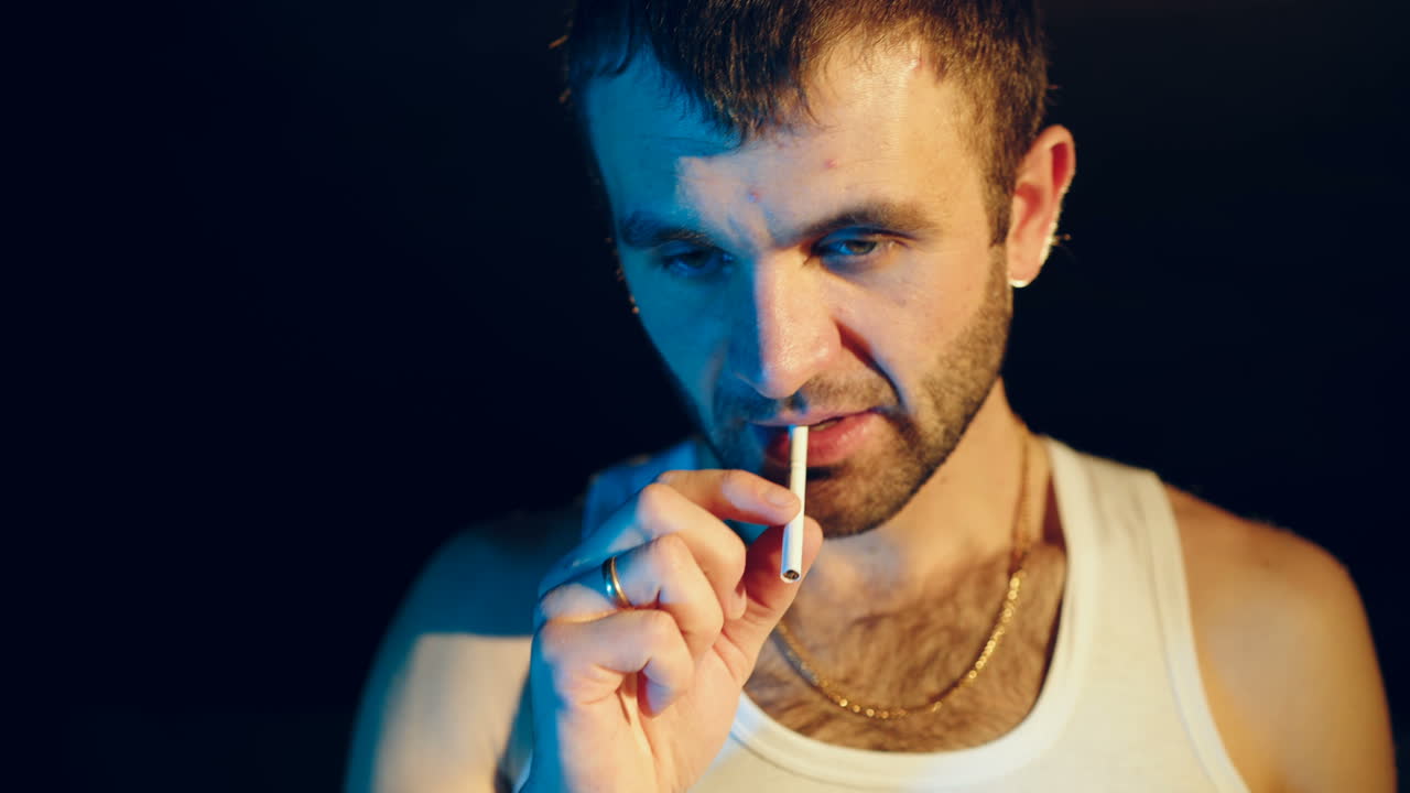 Drug dealer checks the quality of drugs. Abuse of drugs. Criminal Business