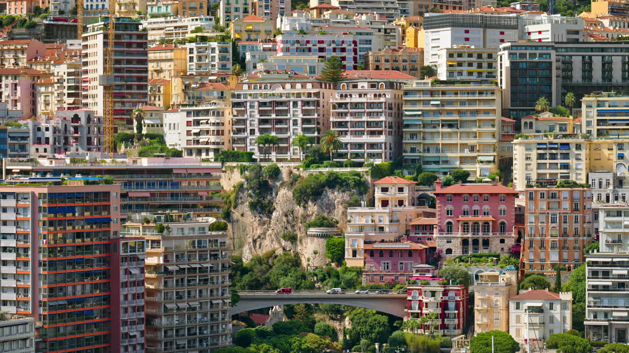 Aerial view of the skyline of Monaco in daylight