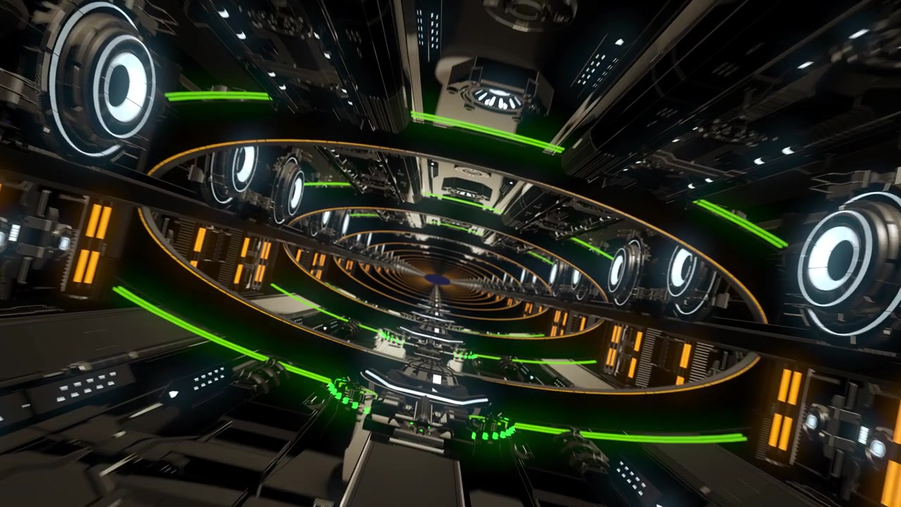 Futuristic SciFi Tunnel Warp Speed Flight