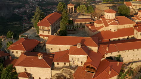 aerial view of a monastery in greece