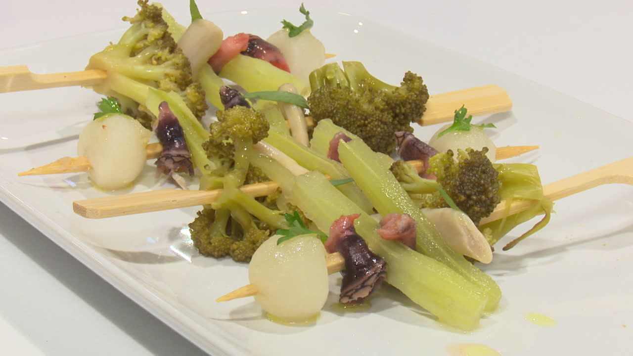 Broccoli and Octopus Skewers