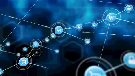 animation of network of connections over navy background