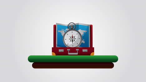 travel around the world animation with paper map and items