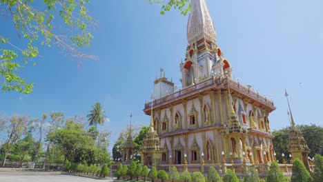 landscape buddhist temple wat chalong famous landmark travel destination summer.phuket, thailand.