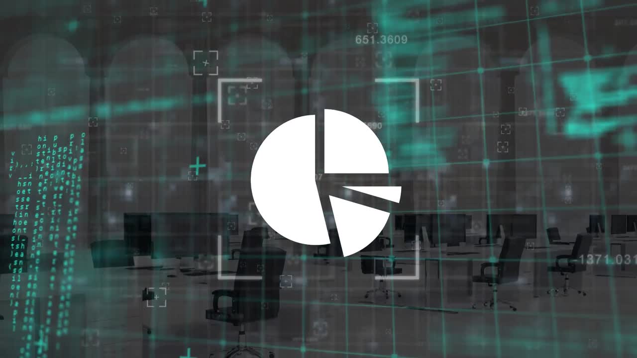 animación del procesamiento de datos en la oficina