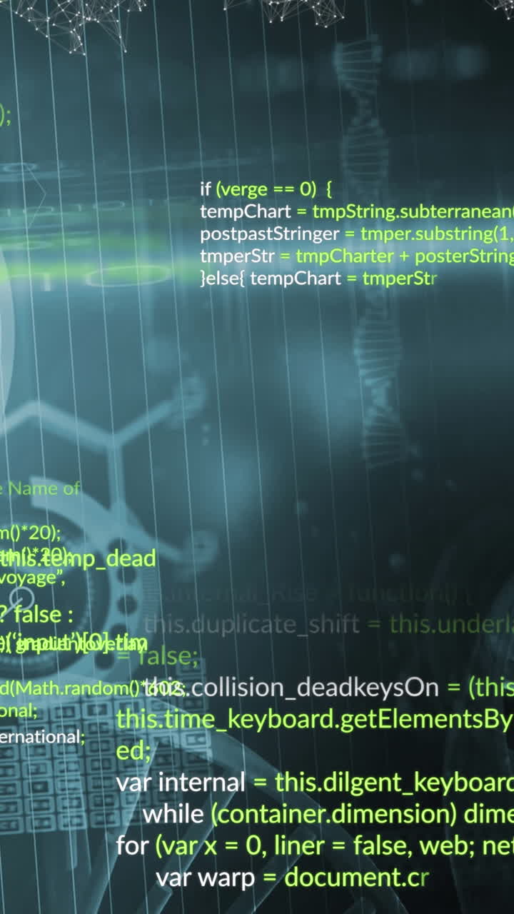 Animation of data processing on black background
