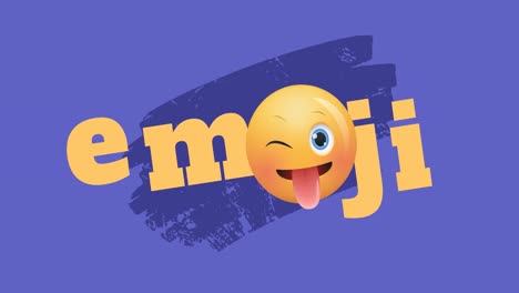 Animation-Von-Emoji-Und-Emoticon,-Die-Sich-über-Violetten-Hintergrund-Bewegen