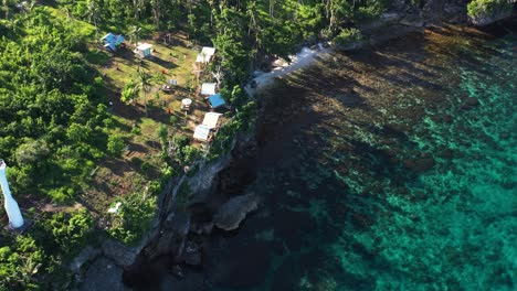 scenic coast of limasawa island in the philippines - aerial top down