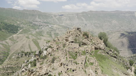 abandoned mountain village in a valley landscape