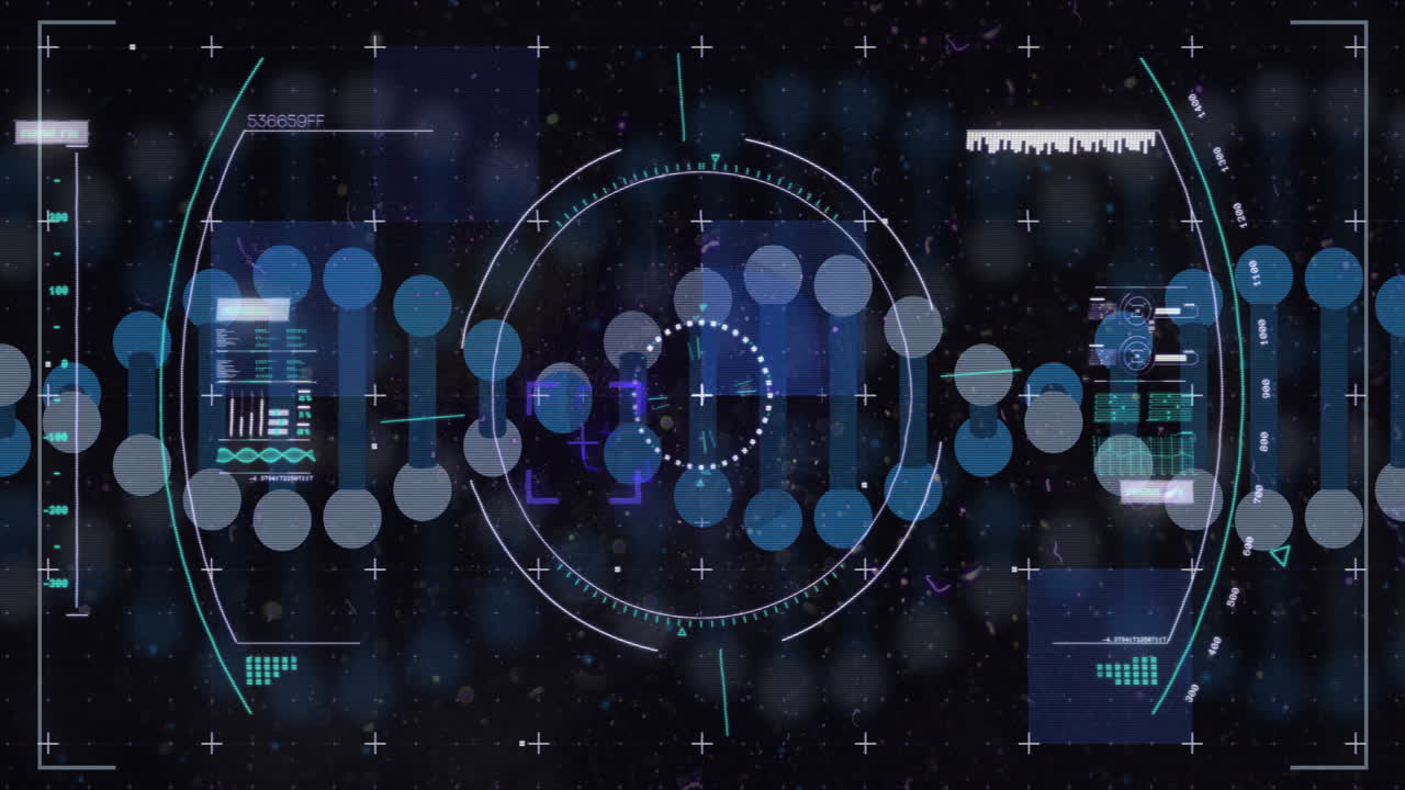Animation of dna strand, digital data processing and scope scanning