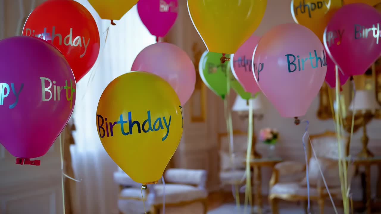 globos de cumpleaños decorando una habitación