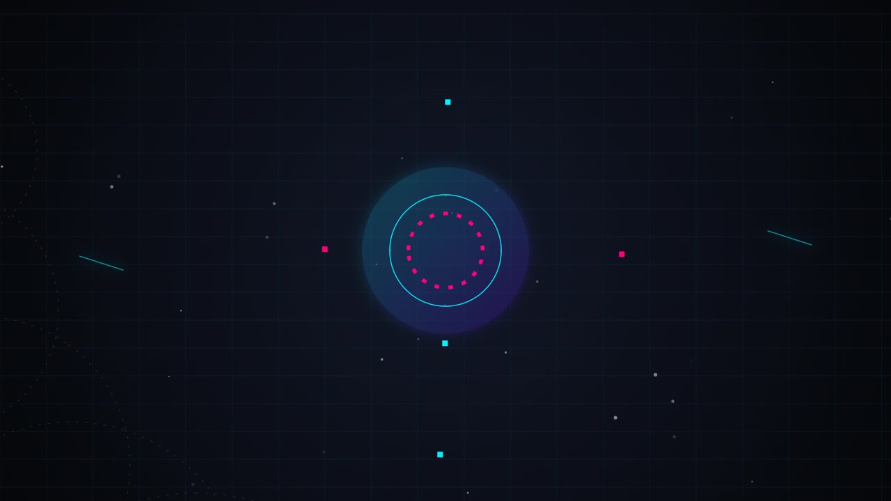 Abstract Digital HUD Interface with Rotating Circular Elements